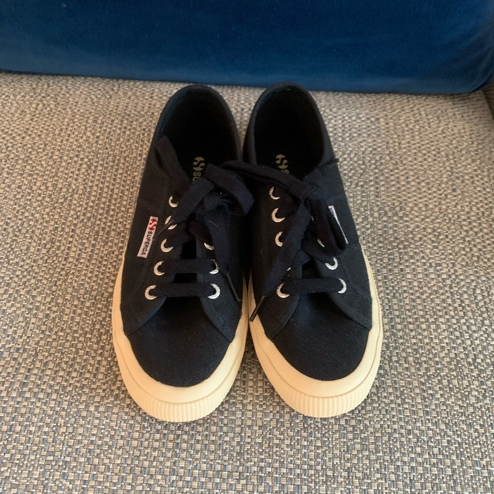 Navy Superga sneakers, new without tags